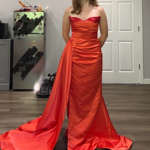Orange Prom or Pageant Dress - Picture 5 of 7